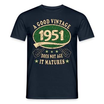 72. Geburtstag 1951 72er Guter Jahrgang - Männer T-Shirt - Navy - Vorne - AI Model Male 178 light (178cm)