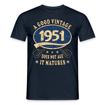 72. Geburtstag 1951 72er Guter Jahrgang - Männer T-Shirt - Navy - Vorne - AI Model Male 178 light (178cm)