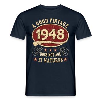 75e anniversaire 1948 75 Bon millésime - T-shirt homme - marine - Devant - AI Model Male 178 light (178cm)