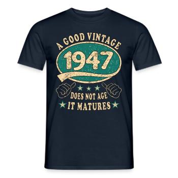 76ème Anniversaire 1947 '76 Bon Millésime - T-shirt homme - marine - Devant - AI Model Male 178 light (178cm)