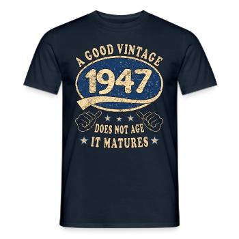 76ème Anniversaire 1947 '76 Bon Millésime - T-shirt homme - marine - Devant - AI Model Male 178 light (178cm)