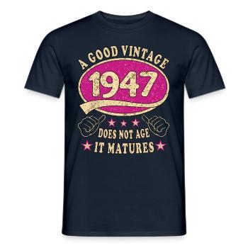 76ème Anniversaire 1947 '76 Bon Millésime - T-shirt homme - marine - Devant - AI Model Male 178 light (178cm)
