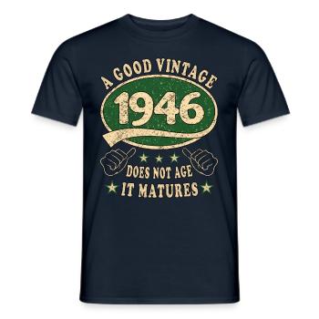 77. Geburtstag 1946 77er Guter Jahrgang - Männer T-Shirt - Navy - Vorne - AI Model Male 178 light (178cm)