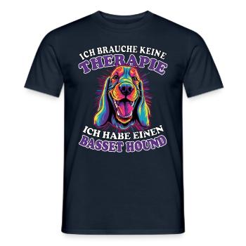 Ich brauche keine Therapie Basset Hound - Männer T-Shirt - Navy - Vorne - AI Model Male 178 light (178cm)