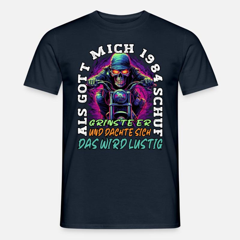 39. Geburtstag als Gott mich schuf Motorrad 1984 - Männer T-Shirt - Navy