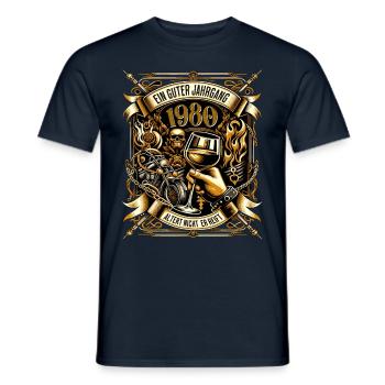 1980 Geburtstag Biker Ein Guter Jahrgang Altert - Männer T-Shirt - Navy - Vorne - AI Model Male 178 light (178cm)