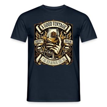 1991 anniversaire Biker A Good Vintage Ages - T-shirt homme - marine - Devant - AI Model Male 178 light (178cm)