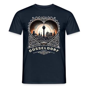 Düsseldorf Skyline Heart Love Home - T-shirt homme - marine - Devant - AI Model Male 178 light (178cm)