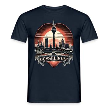 Düsseldorf Skyline Heart Love Home - T-shirt homme - marine - Devant - AI Model Male 178 light (178cm)