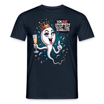 Vor 80 Jahren War Ich die Schnellste Frau - Männer T-Shirt - Navy - Vorne - AI Model Male 178 light (178cm)