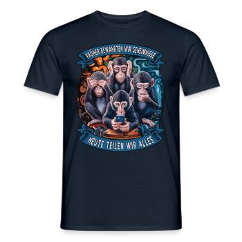 funny way monkey saying cell phone social media - Men's T-Shirt - navy - Front - AI Model Male 178 light (178cm)