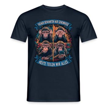 funny way monkey saying cell phone social media - Men's T-Shirt - navy - Front - AI Model Male 178 light (178cm)