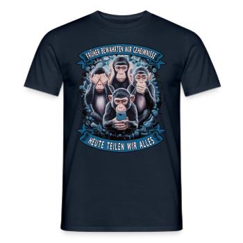 lustiger weise Affen Spruch Handy social media - Männer T-Shirt - Navy - Vorne - AI Model Male 178 light (178cm)