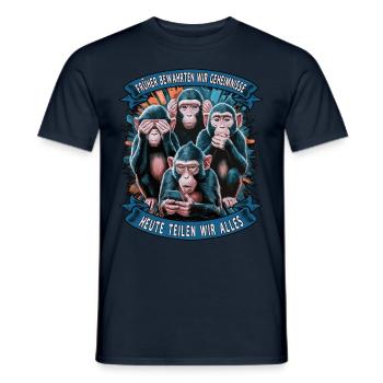 funny way monkey saying cell phone social media - Men's T-Shirt - navy - Front - AI Model Male 178 light (178cm)