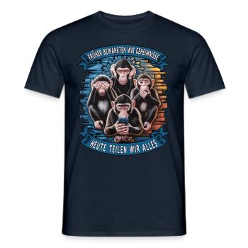funny way monkey saying cell phone social media - Men's T-Shirt - navy - Front - AI Model Male 178 light (178cm)