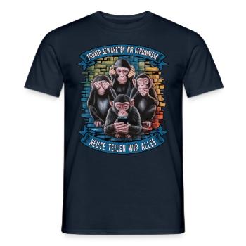 funny way monkey saying cell phone social media - Men's T-Shirt - navy - Front - AI Model Male 178 light (178cm)