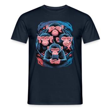 Weise Affen Mit Handy Lustiges Social Media Design - Männer T-Shirt - Navy - Vorne - AI Model Male 178 light (178cm)