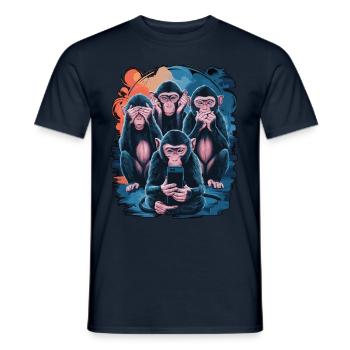 Weise Affen Mit Handy Lustiges Multi Media Design - Männer T-Shirt - Navy - Vorne - AI Model Male 178 light (178cm)