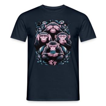 Weise Affen Mit Handy Lustiges Multi Media Design - Männer T-Shirt - Navy - Vorne - AI Model Male 178 light (178cm)