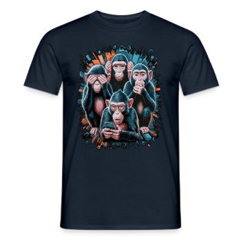 Weise Affen Mit Handy Lustiges Multi Media Design - Männer T-Shirt - Navy - Vorne - AI Model Male 178 light (178cm)