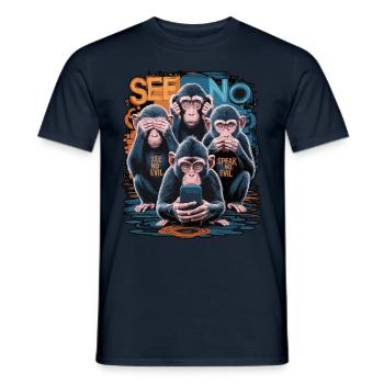 Weise Affen Mit Handy Lustiges Multi Media Design - Männer T-Shirt - Navy - Vorne - AI Model Male 178 light (178cm)