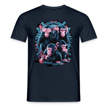 Weise Affen Mit Handy Lustiges Multi Media Design - Männer T-Shirt - Navy - Vorne - AI Model Male 178 light (178cm)