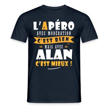 Alan Apero T shirt Humour personnalisé alan - T-shirt homme - marine - Devant - AI Model Male 178 light (178cm)