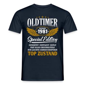 Oldtimer Baujahr 1981 Geburtsjahr Geburtstag - Männer T-Shirt - Navy - Vorne - AI Model Male 178 light (178cm)