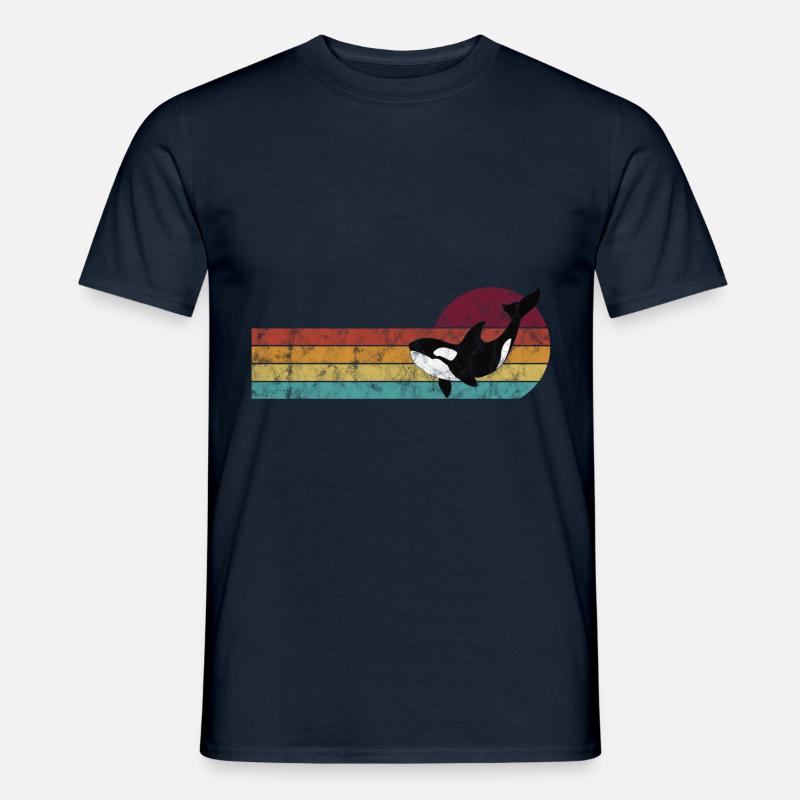 Orca Schwertwal Killerwal Geschenk Retro Wal Ozean - Männer T-Shirt - Navy