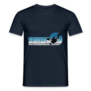 Orque orque orque cadeau baleine rétro océan - T-shirt homme - marine - Devant - AI Model Male 178 light (178cm)