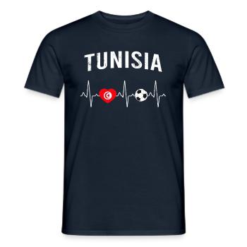 Tunisia Football Heartbeat - Men's T-Shirt - navy - Front - AI Model Male 178 light (178cm)