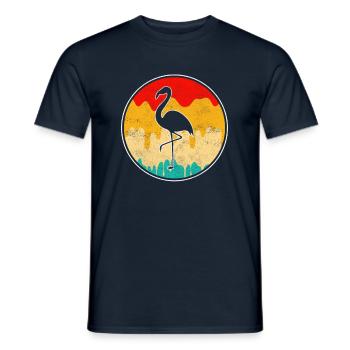 Flamant Rose Rétro - T-shirt homme - marine - Devant - AI Model Male 178 light (178cm)