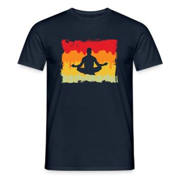 Yoga Meditation Retro - Männer T-Shirt - Navy - Vorne - AI Model Male 178 light (178cm)