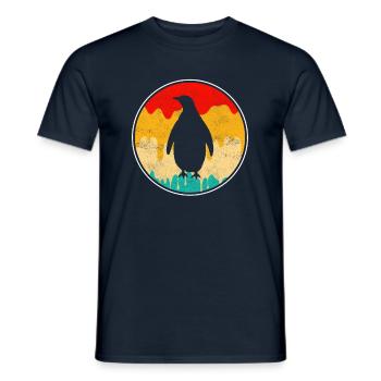 Pingouin rétro - T-shirt homme - marine - Devant - AI Model Male 178 light (178cm)