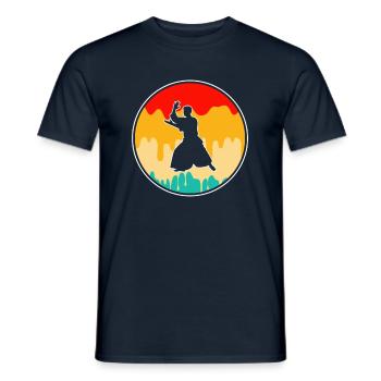 Aïkido Rétro - T-shirt homme - marine - Devant - AI Model Male 178 light (178cm)