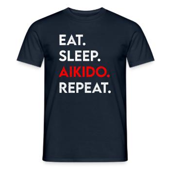 manger du sommeil aïkido répéter - T-shirt homme - marine - Devant - AI Model Male 178 light (178cm)