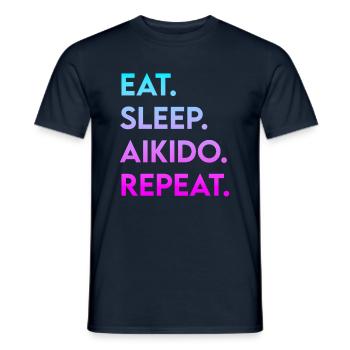 manger du sommeil aïkido répéter - T-shirt homme - marine - Devant - AI Model Male 178 light (178cm)
