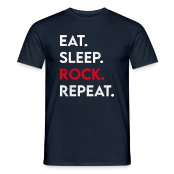 manger du sommeil rock répéter - T-shirt homme - marine - Devant - AI Model Male 178 light (178cm)