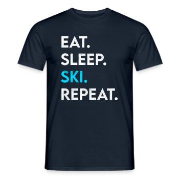 manger dormir ski répéter - T-shirt homme - marine - Devant - AI Model Male 178 light (178cm)