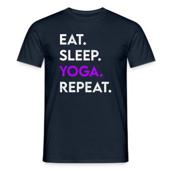 manger du yoga du sommeil répéter - T-shirt homme - marine - Devant - AI Model Male 178 light (178cm)