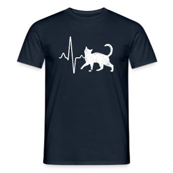 Battement de cœur de chat - T-shirt homme - marine - Devant - AI Model Male 178 light (178cm)