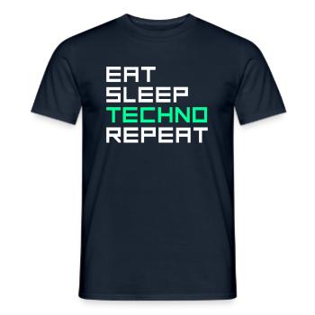 manger du sommeil techno répéter - T-shirt homme - marine - Devant - AI Model Male 178 light (178cm)