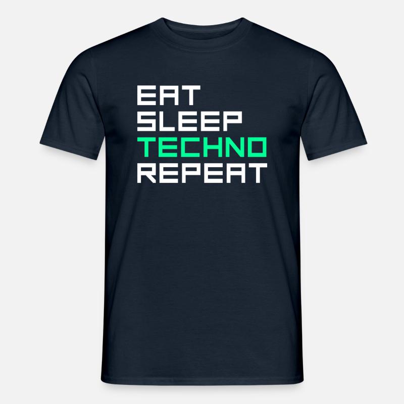 eat sleep techno repeat - Männer T-Shirt - Navy