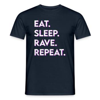 manger le sommeil rave répéter - T-shirt homme - marine - Devant - AI Model Male 178 light (178cm)