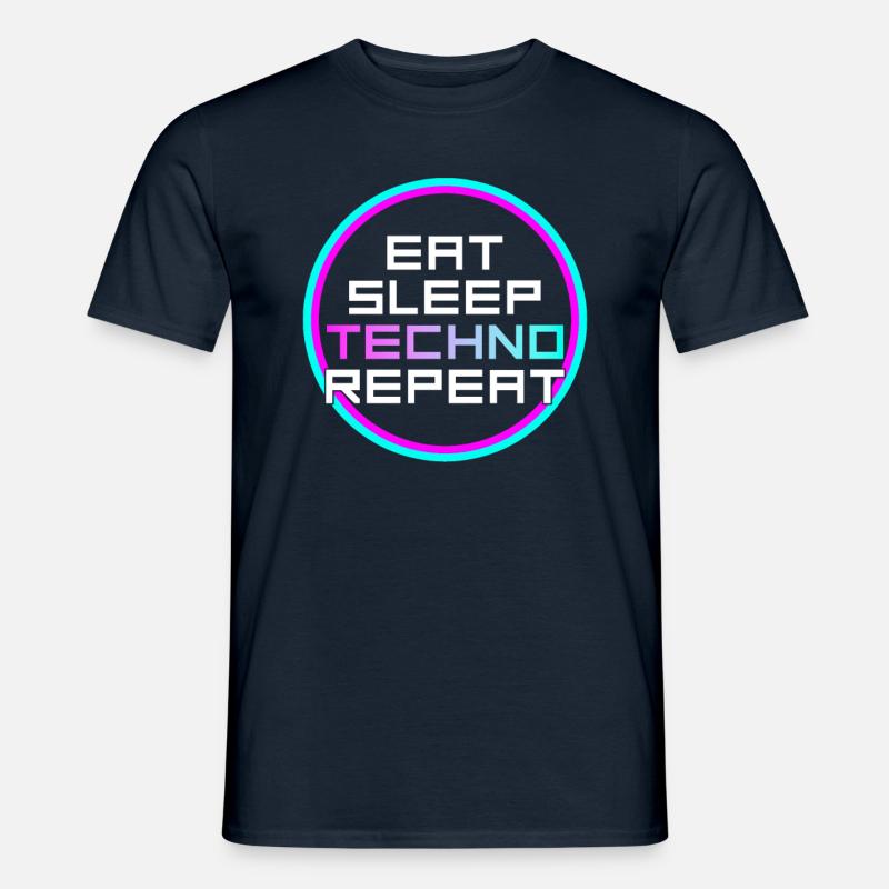 eat sleep techno repeat - Männer T-Shirt - Navy