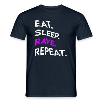 eat sleep rave repeat - Männer T-Shirt - Navy - Vorne - AI Model Male 178 light (178cm)