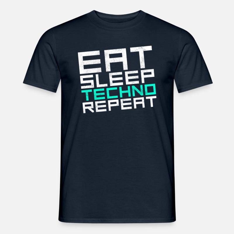 eat sleep techno repeat - Männer T-Shirt - Navy