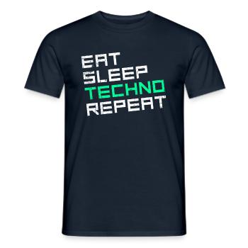 manger du sommeil techno répéter - T-shirt homme - marine - Devant - AI Model Male 178 light (178cm)