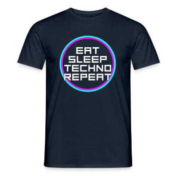 manger du sommeil techno répéter - T-shirt homme - marine - Devant - AI Model Male 178 light (178cm)