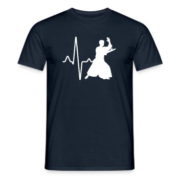 Aikido Herzschlag - Männer T-Shirt - Navy - Vorne - AI Model Male 178 light (178cm)